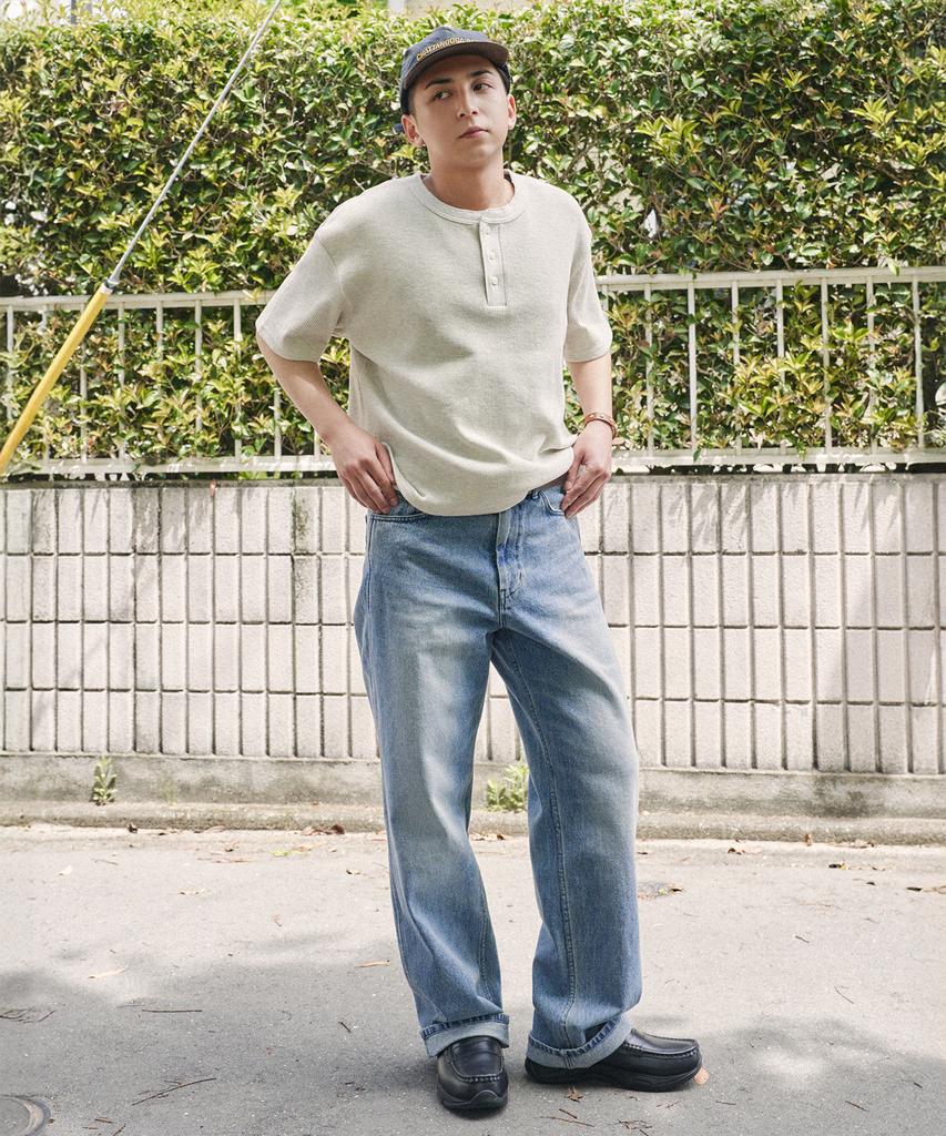 XERO Waffle Crop Henley Neck T-Shirt [Melange Oatmeal]