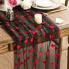 Artoid Mode Pink Heart Gauze Table Runner 120 Inch 10FT, Mother's Day Sheer Dining Anniversary Wedding Table Decor for Home Party