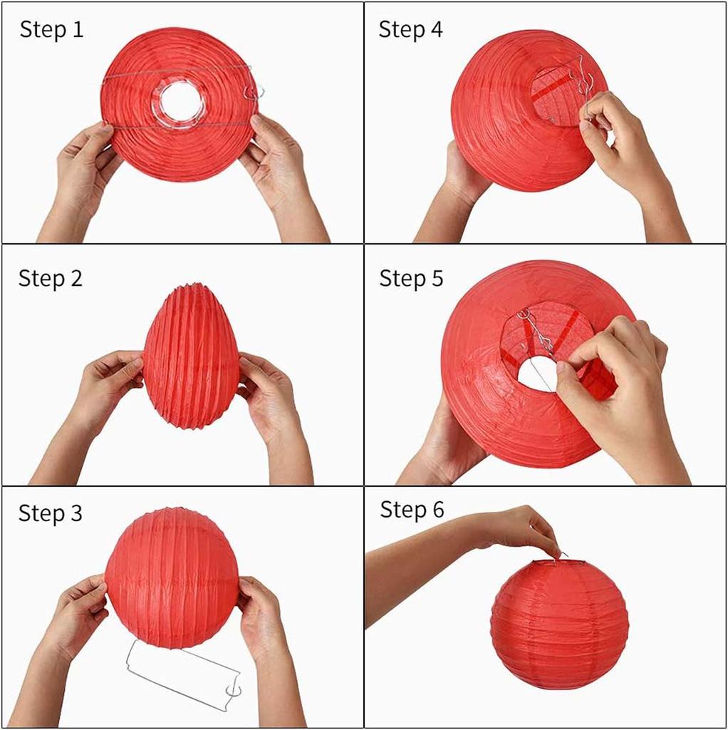 6-Inch White Paper Lanterns Decorative Round Paper Lanterns Lamp for Birthday, Wedding, Christmas, Home Decor, Party Decoration