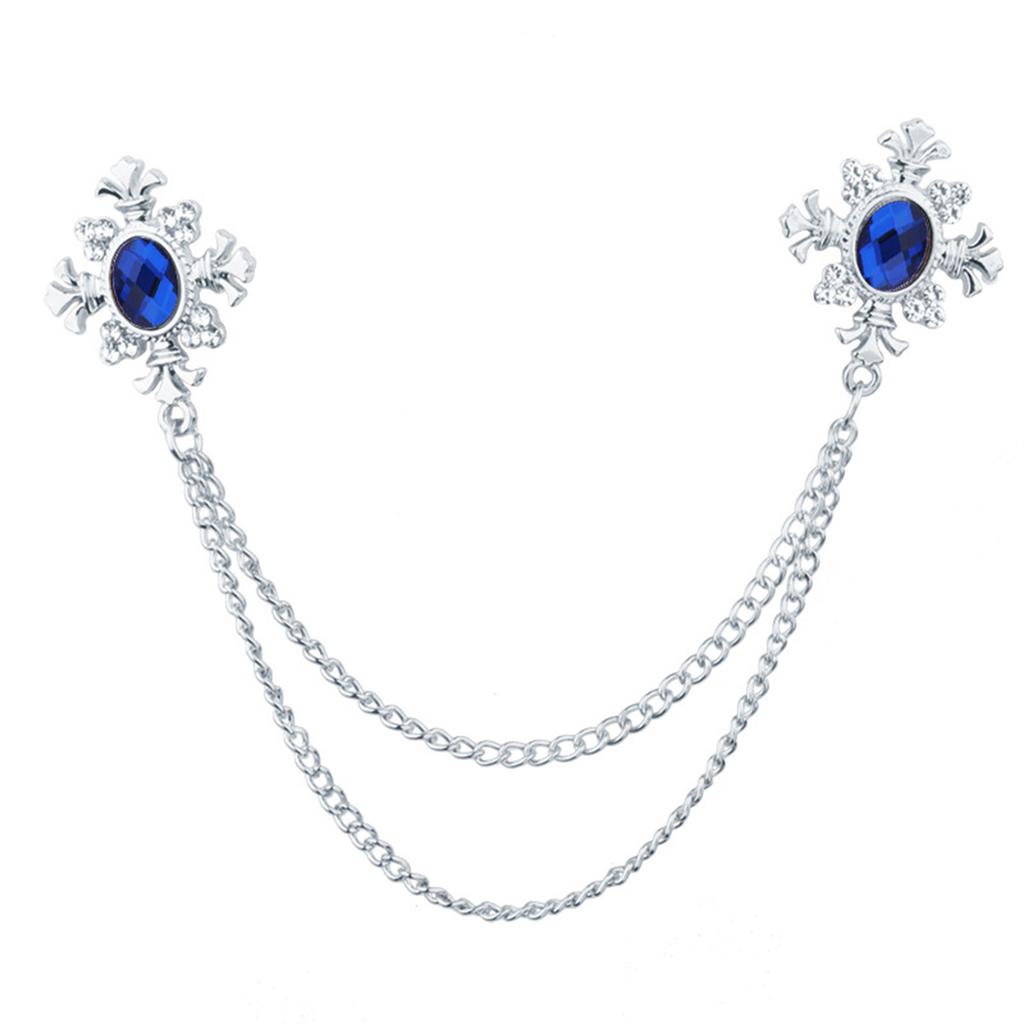 Elegant Tassel Rhinestone Cross Collar Pin For Shirts Fashionable Enthusiasts Suit Shirt Collar Brooch Trendy Jewelry