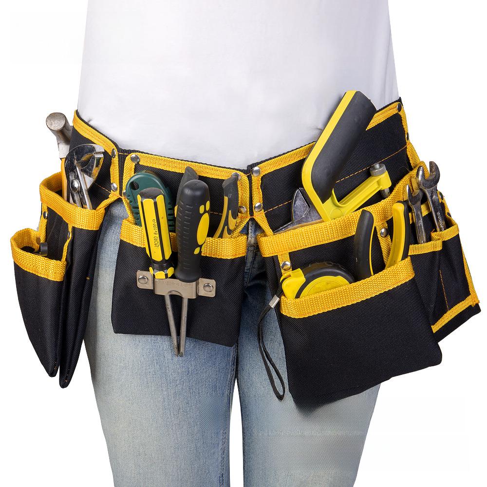Yellow & Black Wear-Resistant Oxford Cloth Double Waist Tool Bag for Electricians