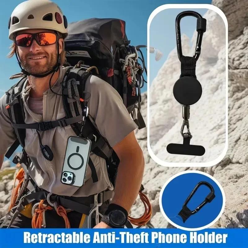 Retractable Anti Theft Smartphone Lanyard Safety Strap Practical Pull-Reel Mobile Phone Lanyard with Carabiner for Outdoor Sport
