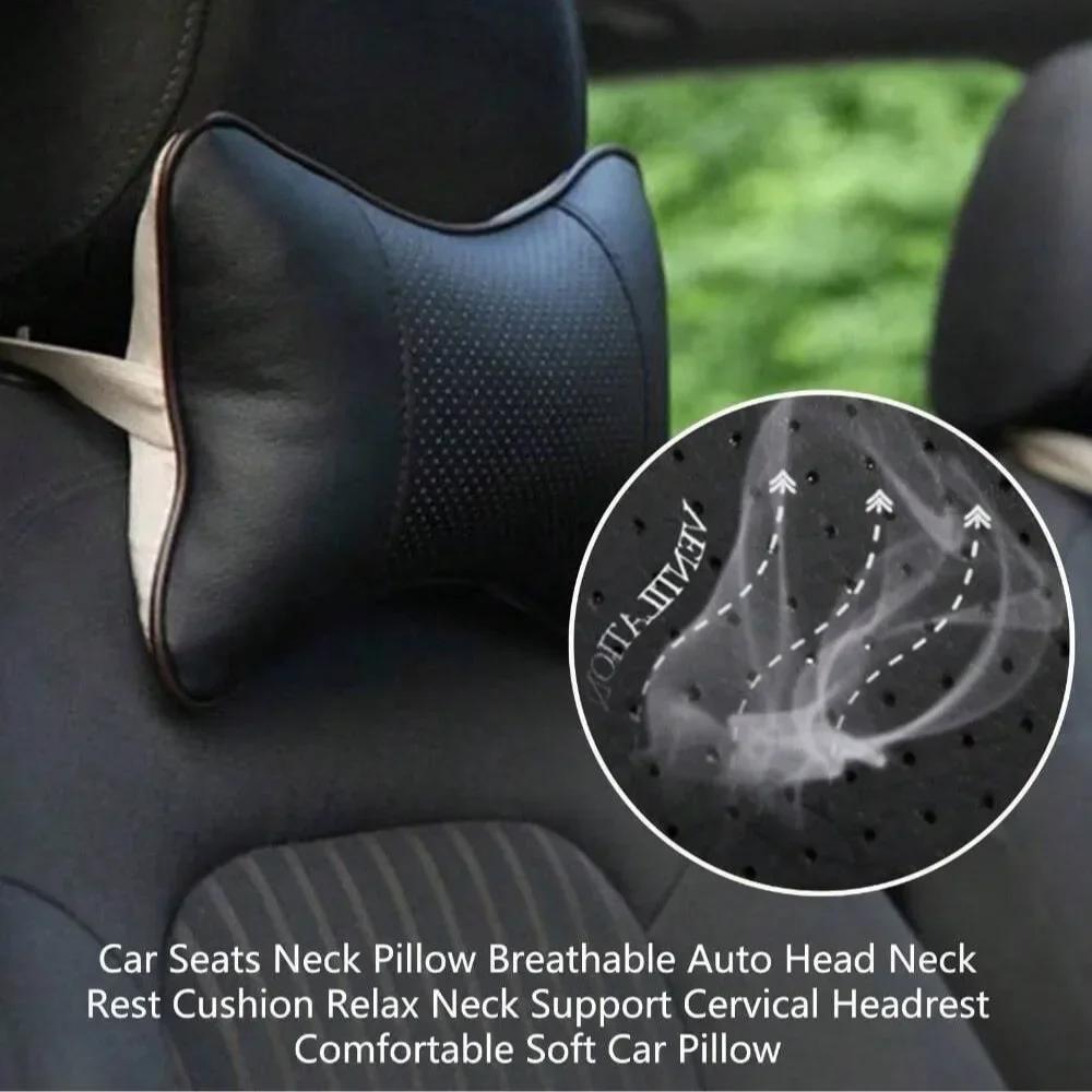 Car Seat Headrest with Breathable Mesh - Safety Head & Neck Rest, Relaxation Pillow & Auto Protector