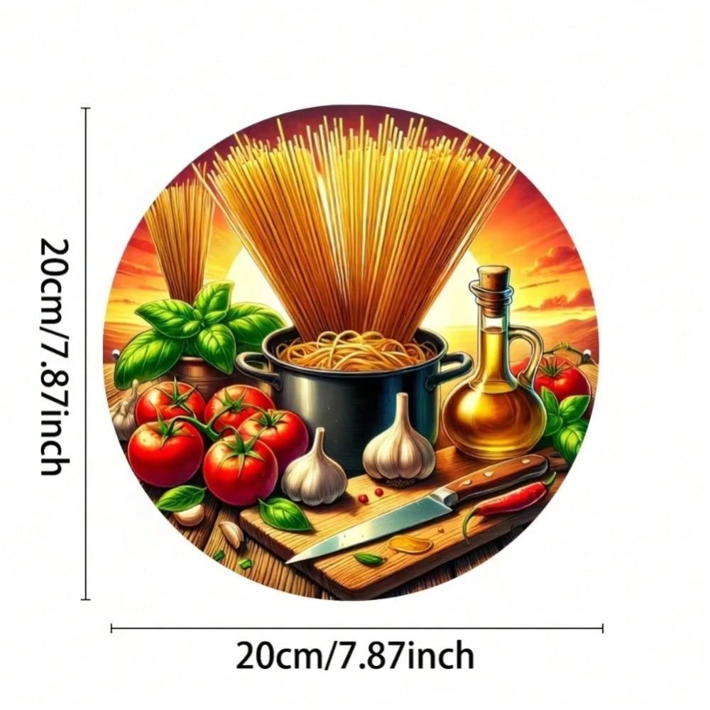 Vintage Italian Cuisine Metal Wall Art Round Spaghetti Tomato Kitchen Decor Gift