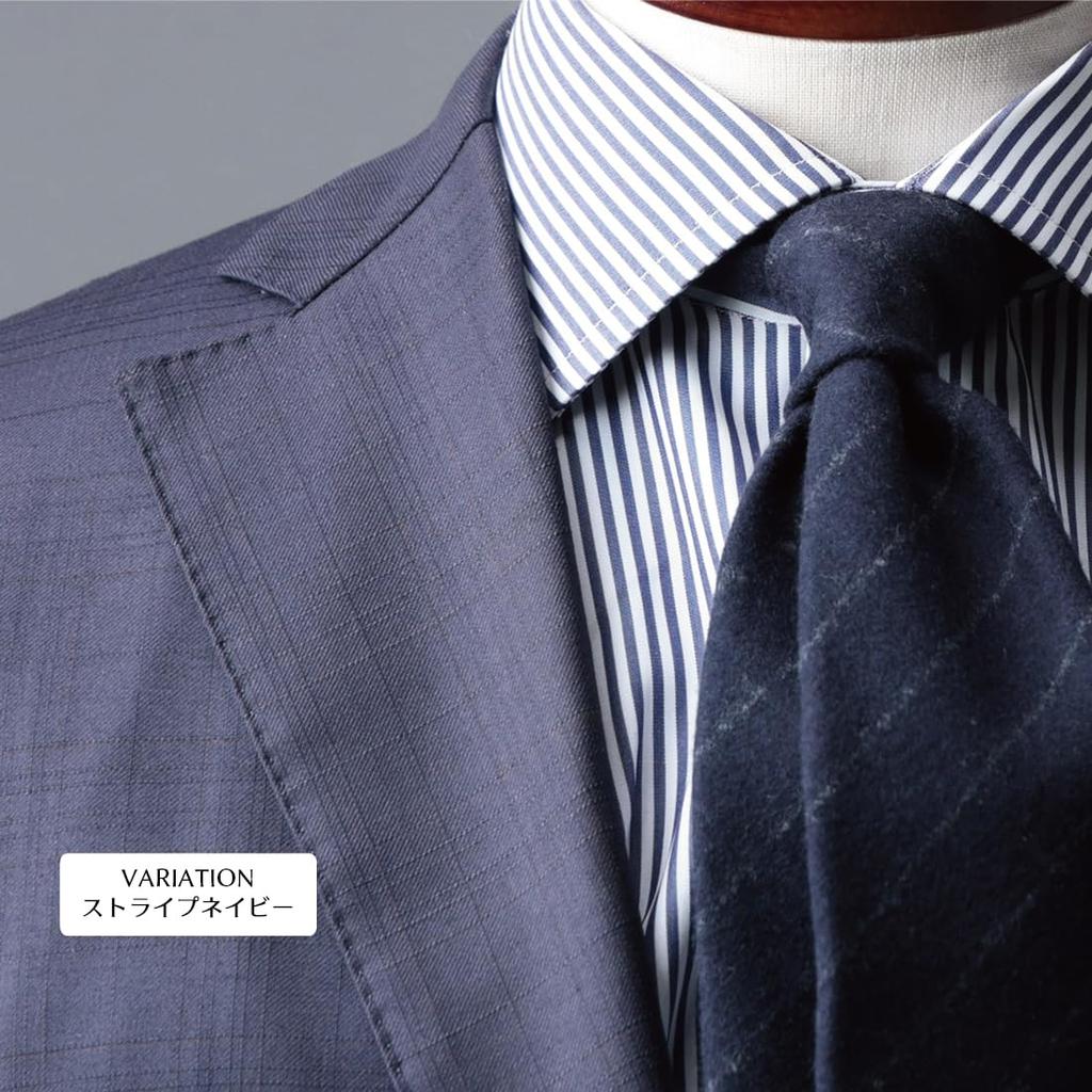 Quattro Pieghe FOX Brothers Y&TAILOR Tie, Three-Wrap Hand-Rolled Wool, Y&TAILOR (Striped Navy)