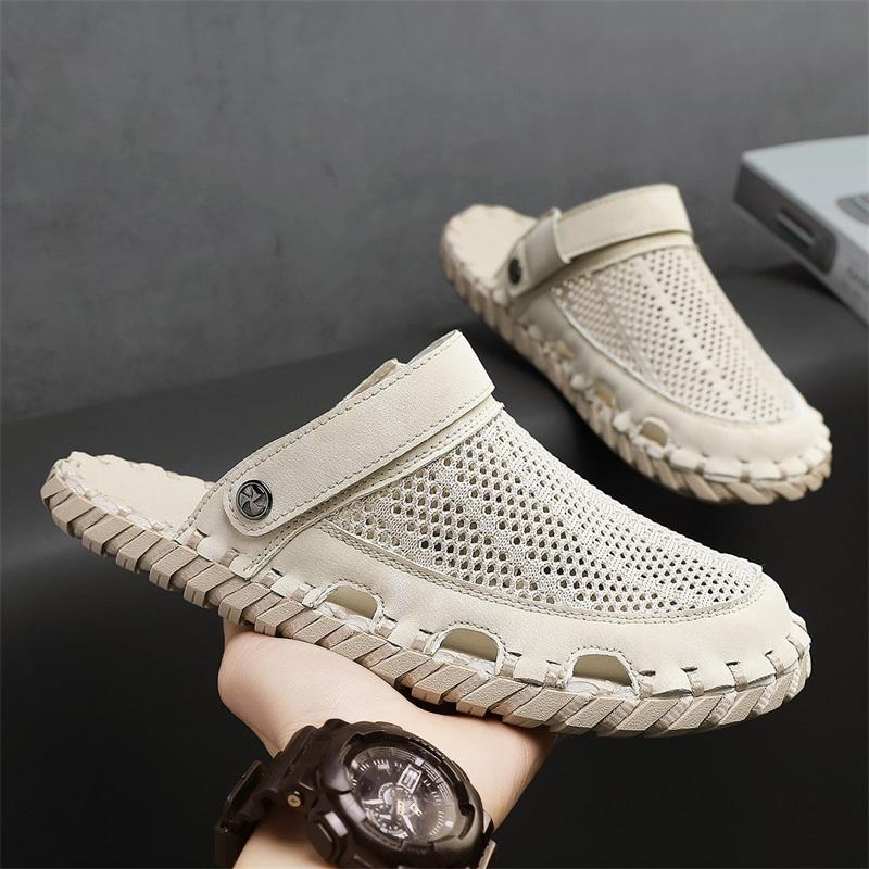 

Модные сандалии для мужчин Летние сандалии на плоской подошве Высококачественные сандалии Сетчатая строчка Мягкая подошва Уличные Противоскользящие Для кемпинга Дышащие Повседневная обувь 39 бежевый