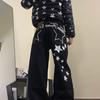 Letter Star Printed Jeans Men's Straight Loose Wide-leg American High Street Pants Trendy Brand Ruffian Handsome Casual Trousers