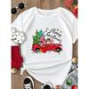 (European Size) Merry Christmas Tee  New Year Holiday Top Festival Casual Tree Style Cute Women Print Lady Short Sleeve Fashion Graphic T-shirts