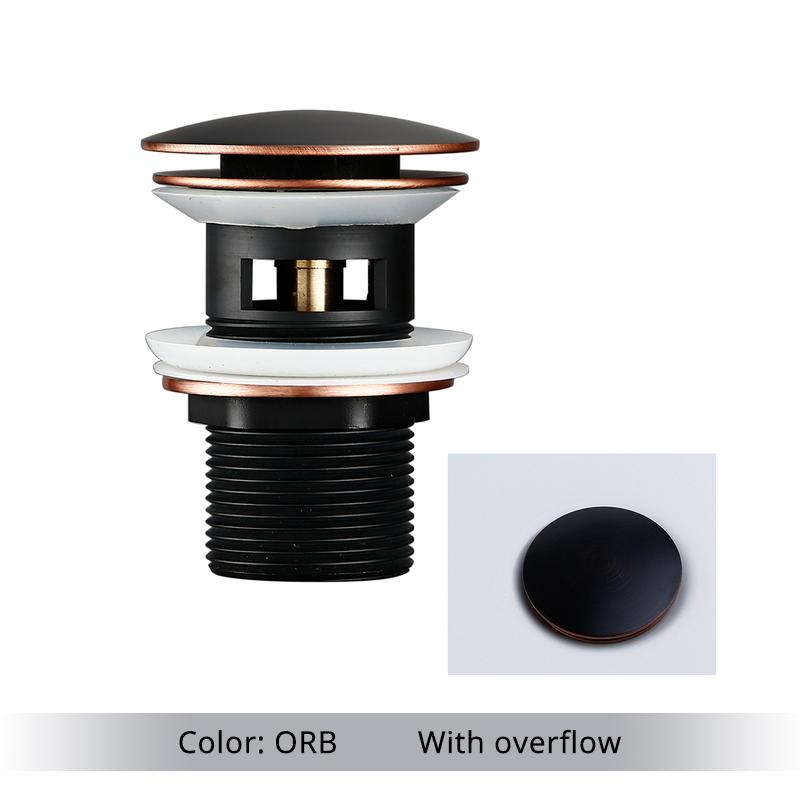 Brown Bronze Pop up Drain Basin Drain With Overflow for Basin Ceramic Pop up Drainer Bathroom Color Ceramic Drain