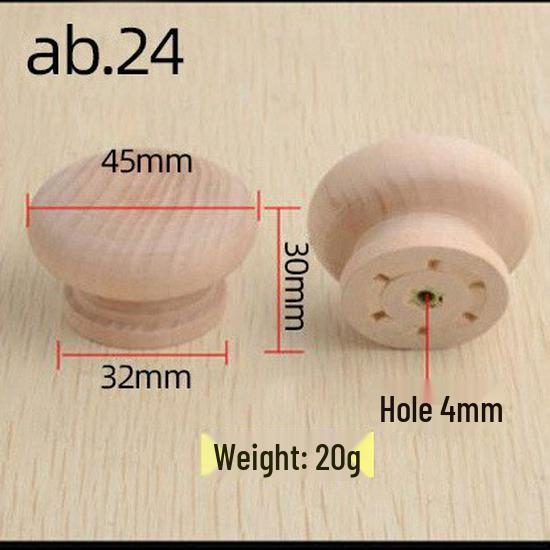Solid Paulownia Wood Round Drawer & Cabinet Handle