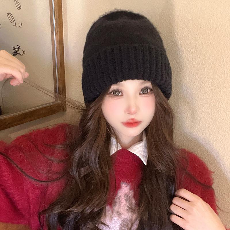 New Wool Hat for Women Korean Style Versatile Warm Ear Protection Knit Hat Korean Style Face Showing Small Pile of Hats
