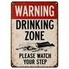 11cm/11cm Funny Warning Metal Bar Sign, Please Watch Your Step Wall Art, Rustic Home Decor Sticker for Wedding Party
