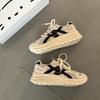 Retro mesh thick baseplate shoes splicing shallow mouth sports moral training shoes women's summer fashion lace-up dad shoes running shoes