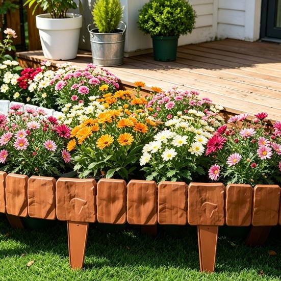 20 Stück Imitation Stein Gartenzaun mit Pfahl Kein Graben DIY Außenhof Landschaftsgestaltung Randbegrenzung Weg Rasen Blumenbeet Dekorasionszaun