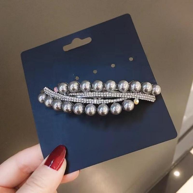 Elegant Spring Imitation Pearl Hair Clip for Women серый
