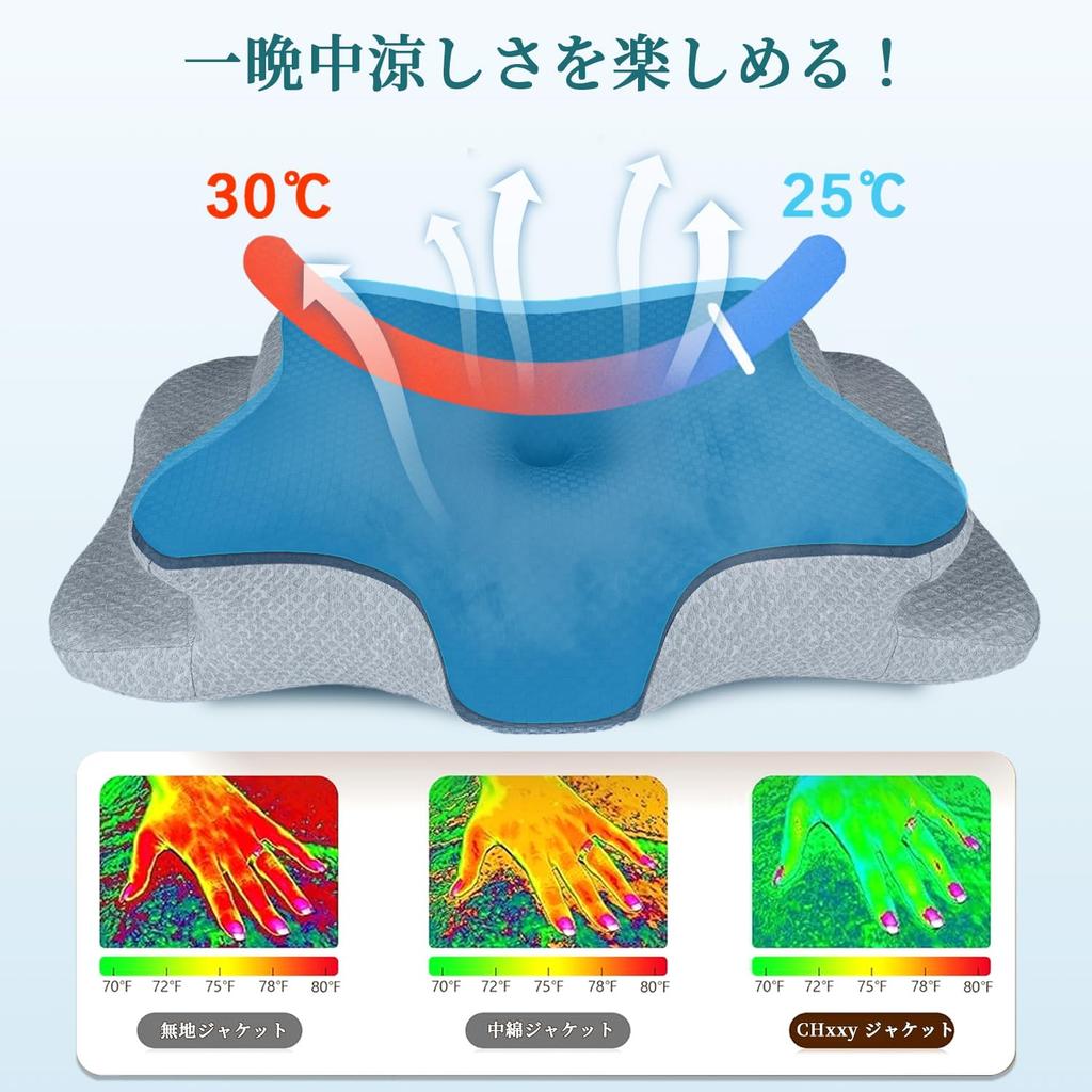 CHxxy Pillow Relieves Neck Ergonomic Side Sleeper Low or Removable Better For Blue Gray Pain, Pillow, High, Cover, Breathability, Adults, &