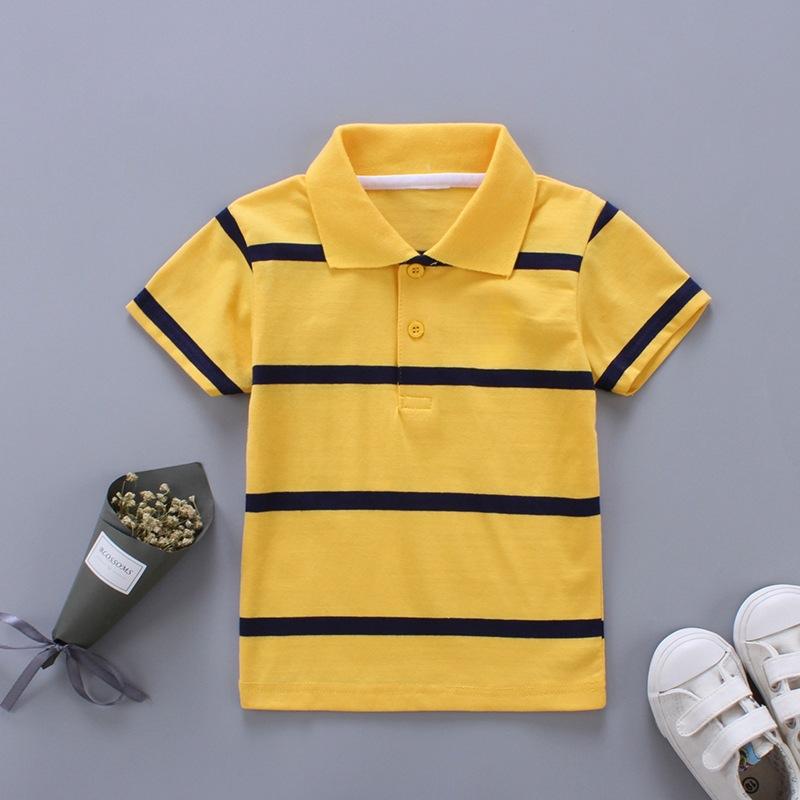 Summer Children's Clothing Boys and Girls Short Sleeve Striped Embroidered T-Shirt Children's Summer Top Baby Clothes