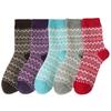 5/10 Pairs Comfortable Casual Women's Double Layer Wavy Pattern Wool Socks Autumn Winter Thickened Retro Mid Calf Socks Warm Women's Socks