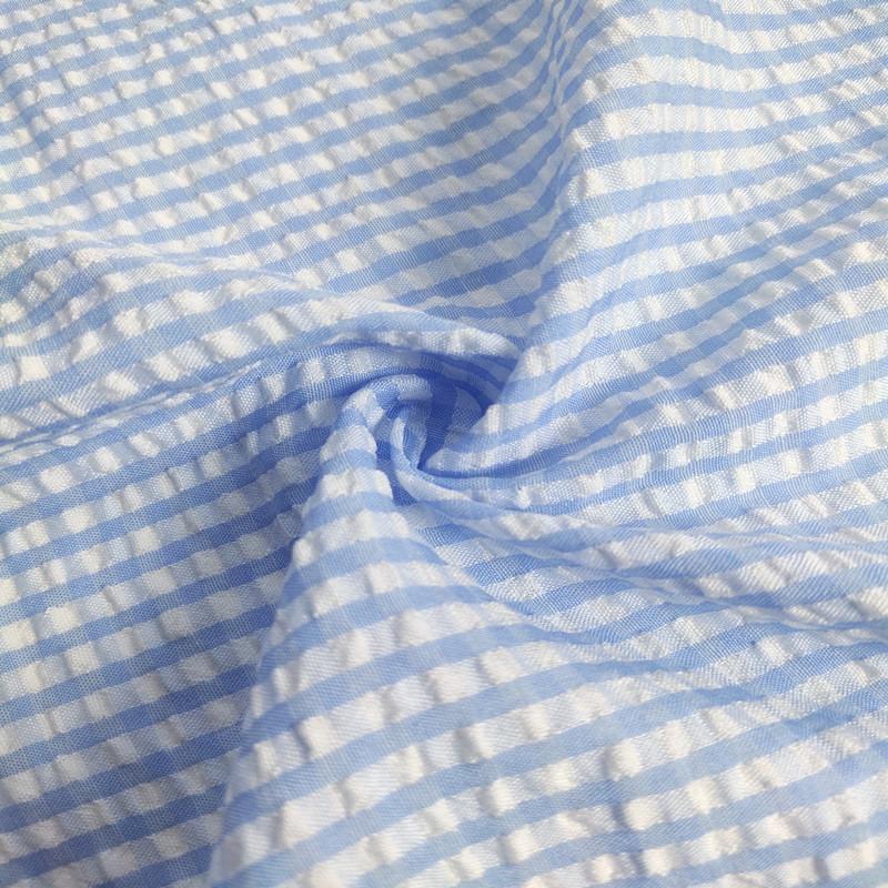 Thin Seersucker Plaid Fabrics By Meters for Summer Clothes Dress T-shirts Shirt Sewing Strip Needlework Soft Cloth Red Pink Blue