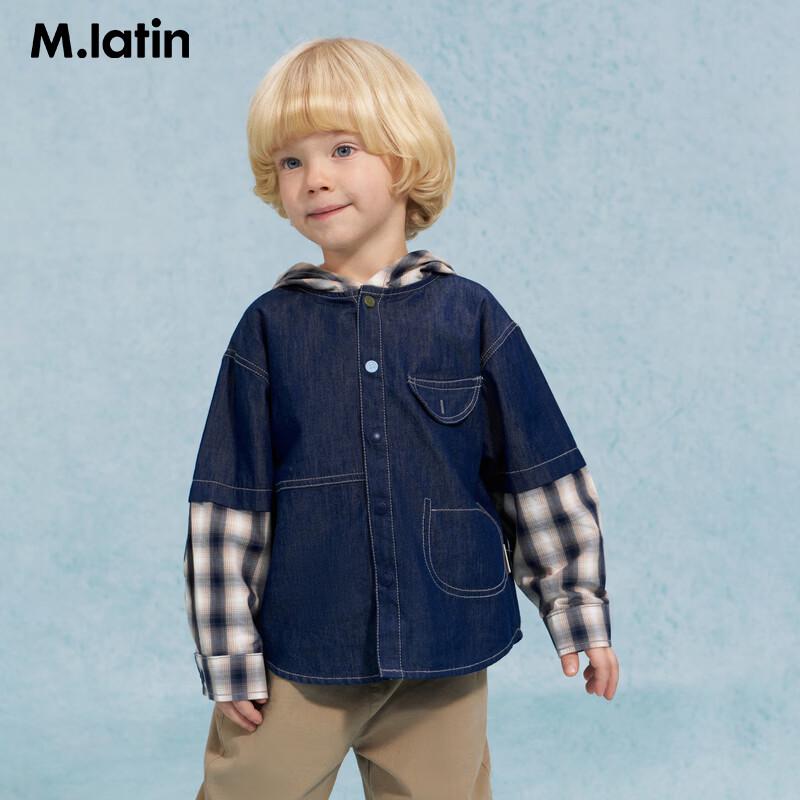 

M.Latin Boys Faux Two-Piece Hooded Shirt Jacket 110