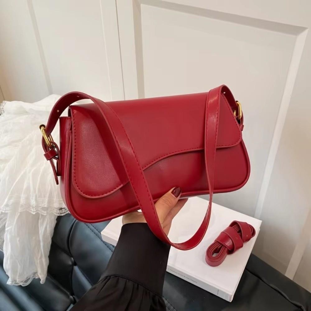 Stylish Retro PU Leather Underarm Bag Fashion Small Square Shoulder Crossbody Handbag for Women