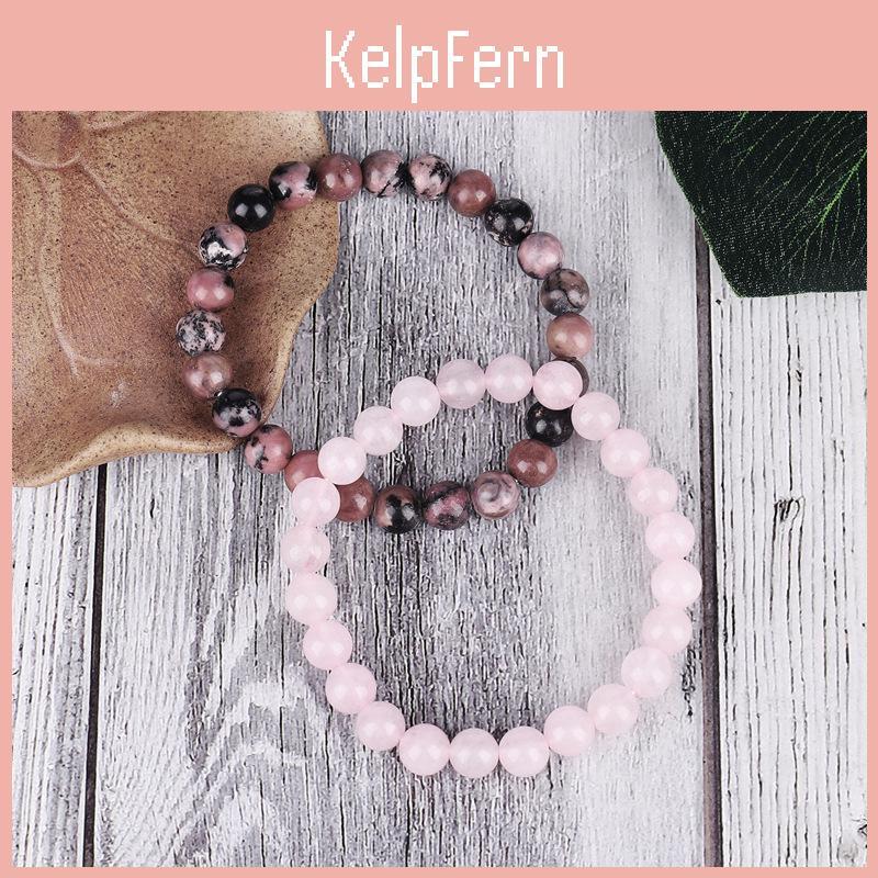 3pcsset Natural 8mm Black Stone Onyx Rhodonite Rose Quartzs Beaded Wrist Stackable Bracelets