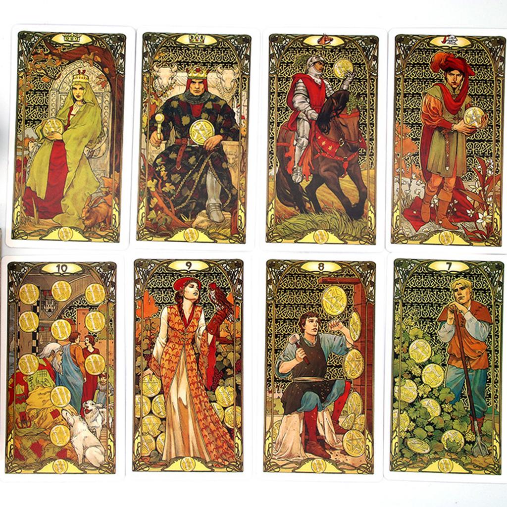 Joc de masă de cărți de tarot Art Nouveau Arta de aur Cărți de dezarhivare Recuzită pentru joc