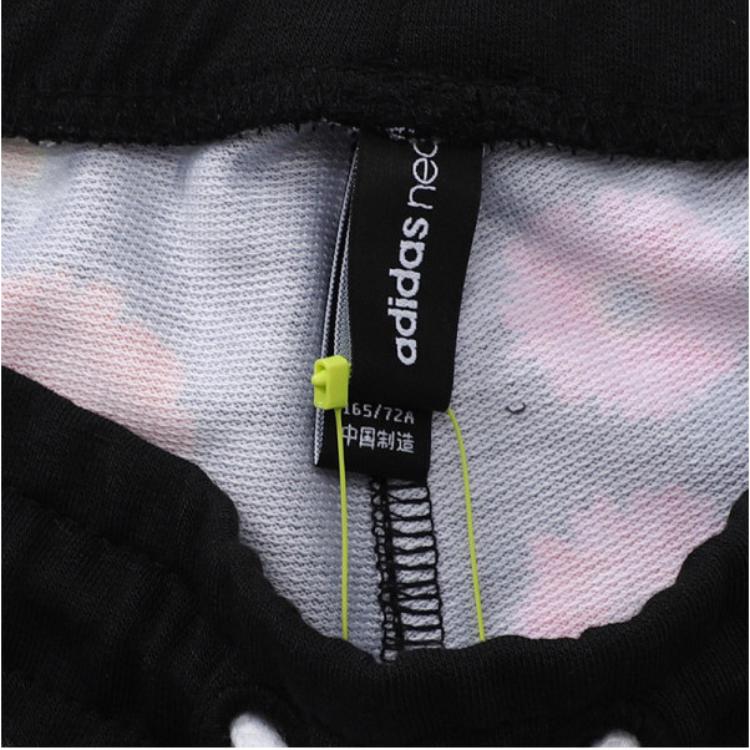 adidas Neo Floral Print Lace-Up Sports Casual Shorts Women Shorts Black CV9242