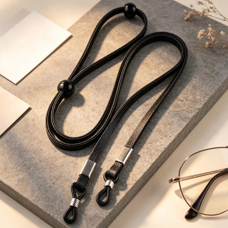 Glasses Holder Cord with Two Temple Sleeves and Sliding Length Adjusters, Adjustable Neck Cord for Keeping Eyeglasses Nearby