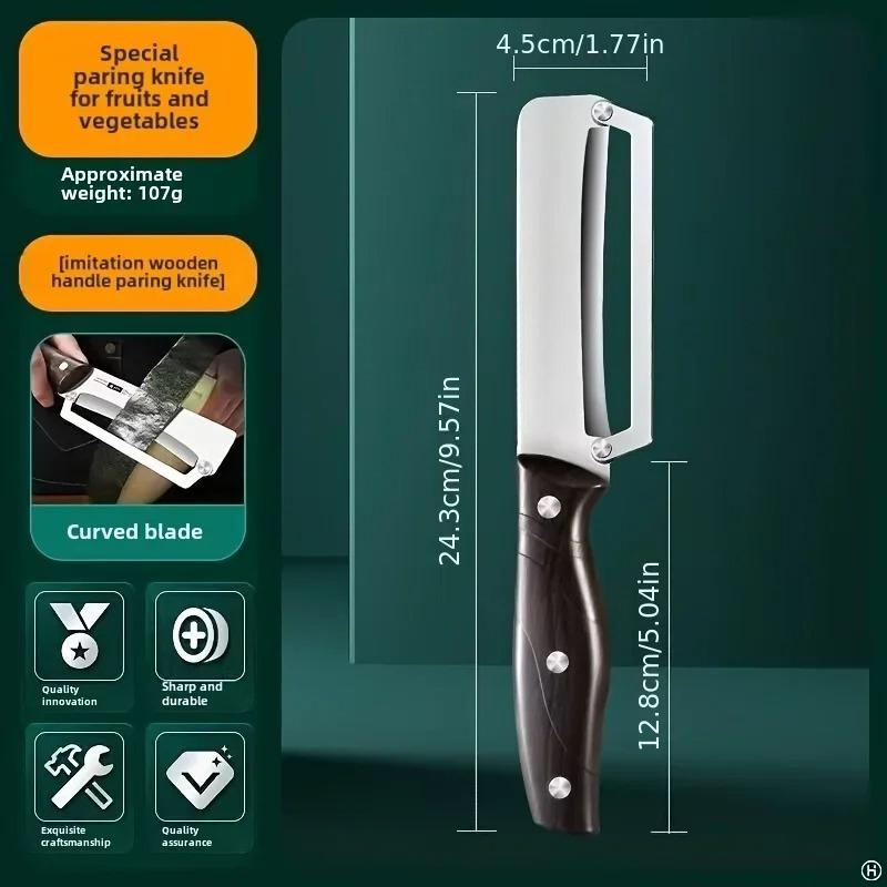 Multifunctional Stainless Steel Peeler With Wooden Handle For Peeling and Slicing Fruits Vegetables Durable and Smooth Operation