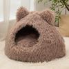 Cozy Burrow Bed for Small Dogs Plush Cat Cave Bed, Warm Enclosed Hideaway, Fluffy Snuggle Sack Pets Tent Indoor Cats Removable Inner Pad Pet House