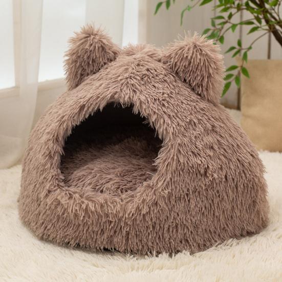 Cozy Burrow Bed for Small Dogs Plush Cat Cave Bed, Warm Enclosed Hideaway, Fluffy Snuggle Sack Pets Tent Indoor Cats Removable Inner Pad Pet House