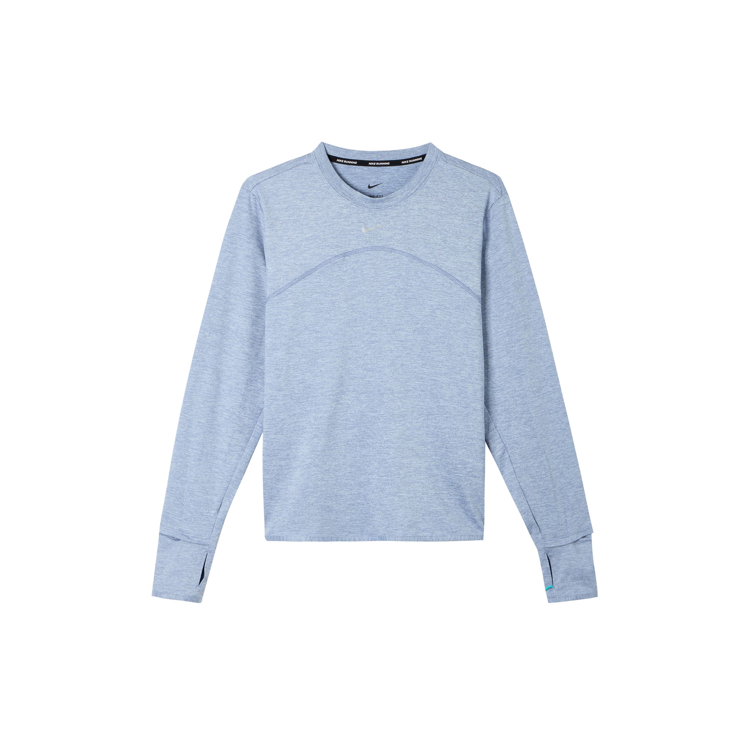 

Nike Dri-FIT однотонная круглая горловина быстросохнущая повседневная футболка с длинным рукавом женские топы светло-голубые FB4298-440 L