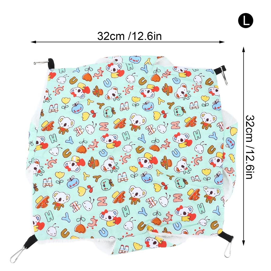 Small Animals Hanging Hammock Warm Plush Bunkbed Pet Cage Hammock For Hamster Ferret Chinchilla Guinea Pig Cartoon Green