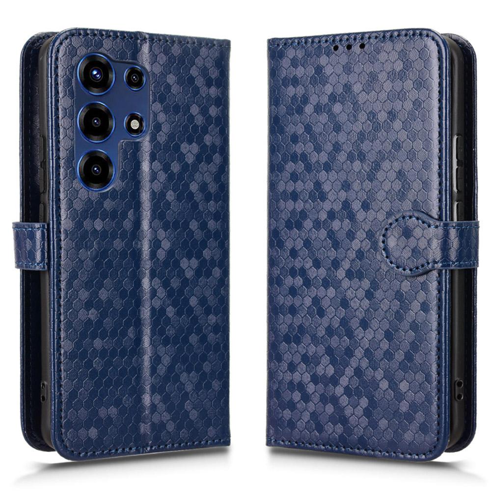 For itel Super 26 Ultra Wallet Case Dot Pattern Imprint PU Leather Phone Cover with Wrist Strap