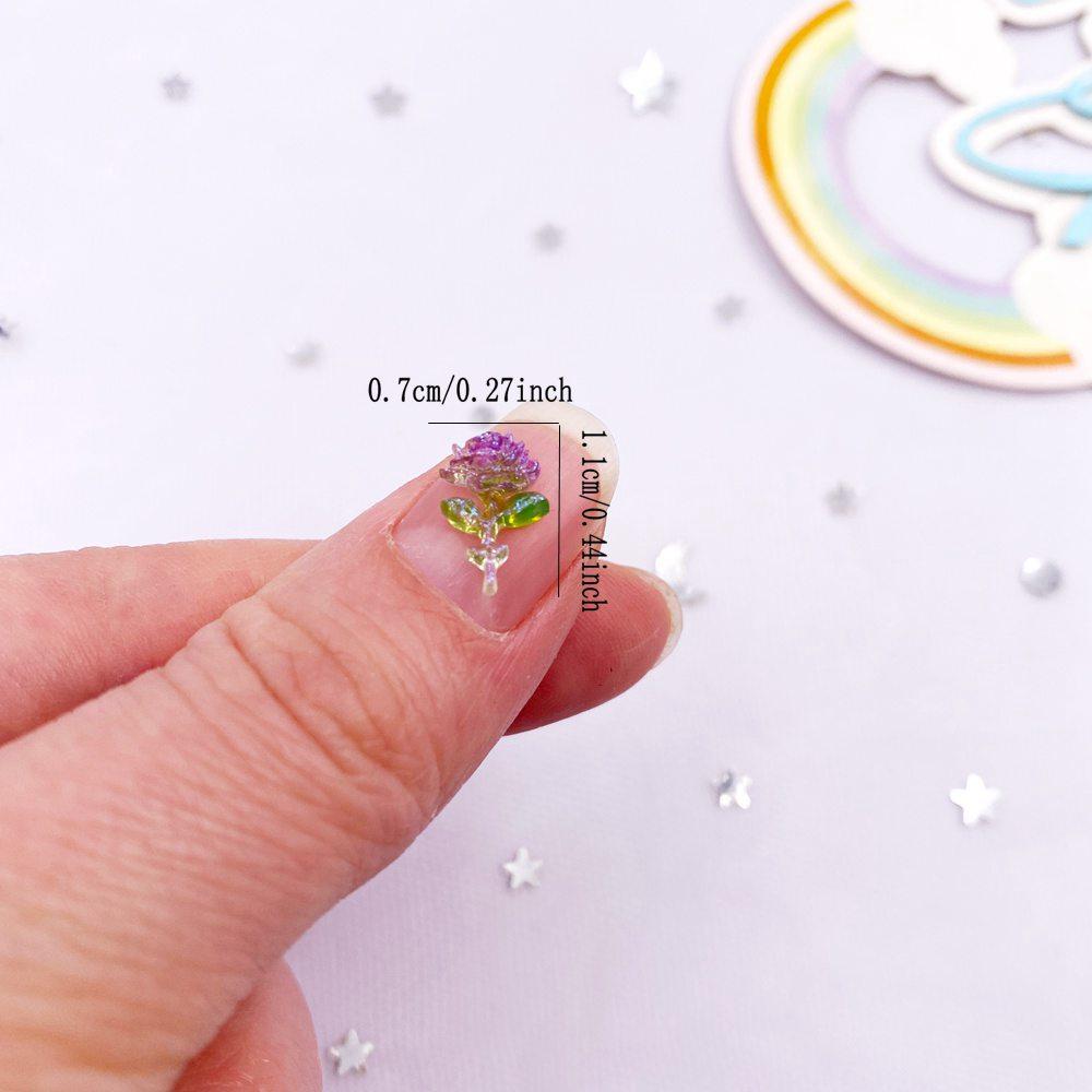 50 Stück Gemischtes Harz Glitzer Mini Niedlich Kristall Bunt Rosa Chinensis Kunst Nagel Flatback Blume Strass Applikationen DIY Scrapbook Zubehör Handwerk