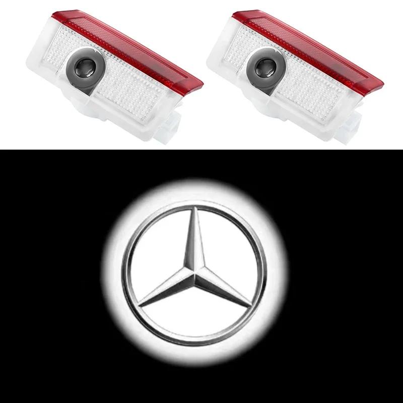 

New For Mercedes Benz 2pcs Car door welcome light logo Emblem For Mercedes Benz A C E GLC GLA GLE GLB Class W177 W205 W212 W213
