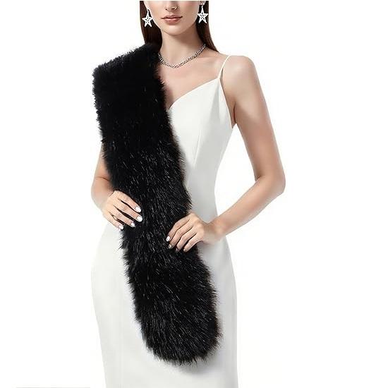 178*15cm Double-Sided Plush Women's Faux Fur Collar Scarf Wrap Winter Neck Warmer Collar Ladies White Scarf