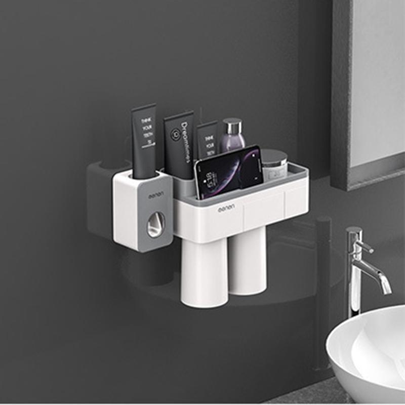 MAITA Magnetic Adsorption Inverted Wall Mount Firmly Bathroom Storage Rack Toothpaste Squeezer Family Set