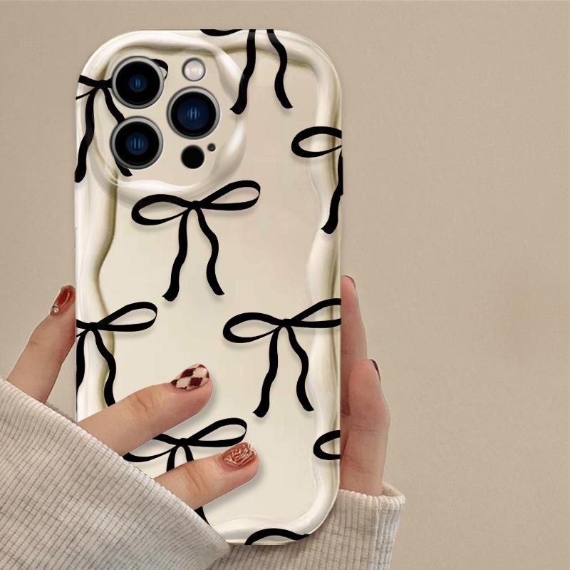 Pink Bowknot Fashion Color Phone Case for iPhone 17 16 15 14 Plus 13 12 11 Pro Max XS X XR 17 Air 16E Soft Silicone Cases Cover
