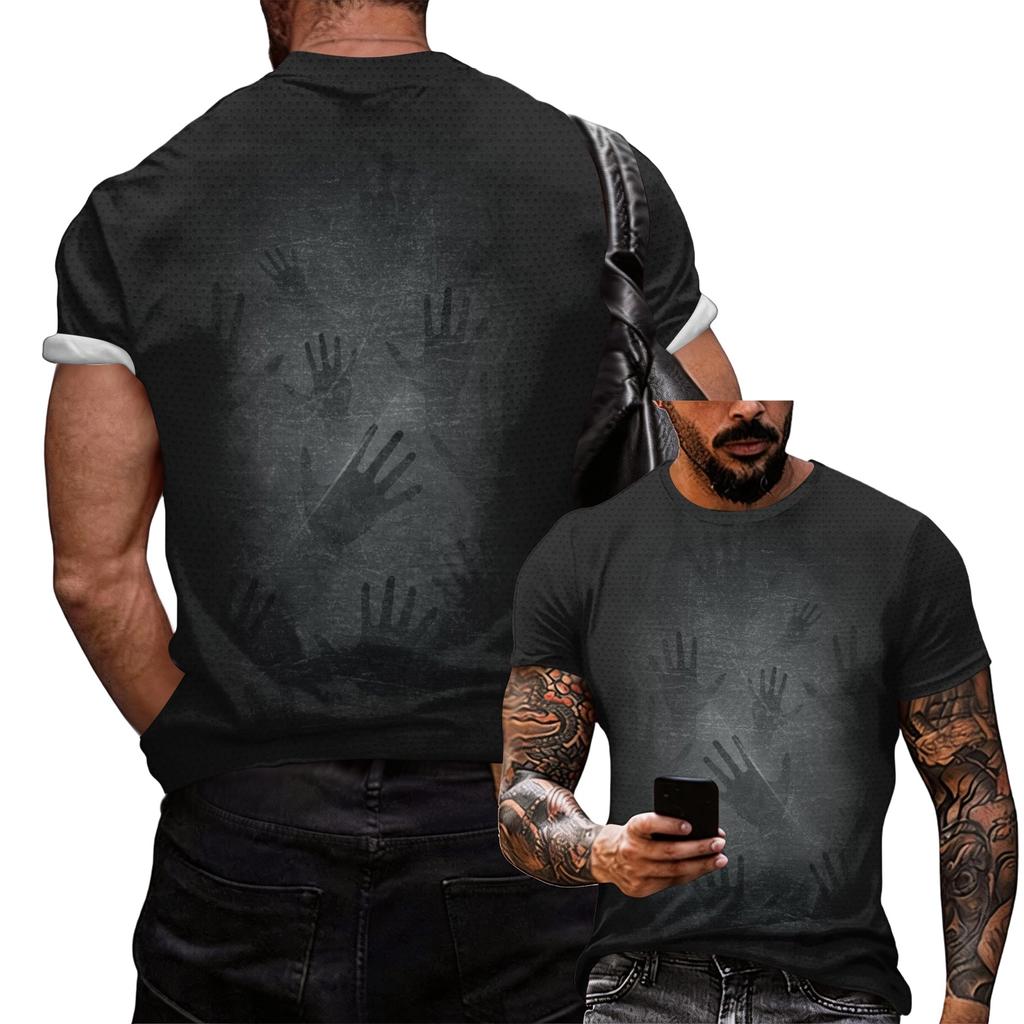 Men's Casual Loose Fit Short Sleeve T-Shirt Halloween Style Graphic Print Crew Neck Lightweight Top for Everyday Wear