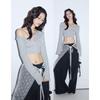 2025 Grey Women's Slim-Fit Long-Sleeve Short Top - Stylish Autumn Design