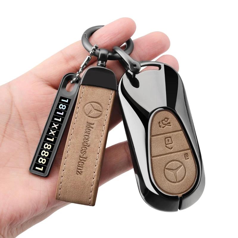 ECD5 2025 New Suede Car Key Case Cover Shell Fob For Mercedes Benz C S Class W206 W223 S350 C260 C300 S400 S450 S500 Protector Access