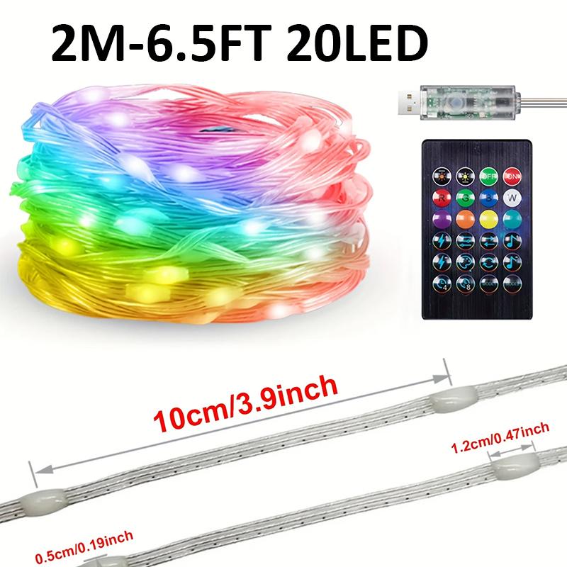 

RGB Fairy Lights Smart App Control DIY Color&Music Sync String Lights for Bedroom Party Wedding Birthday Christmas Decoration