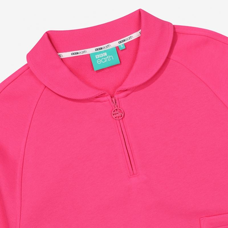 BBC EARTH Women S Half Zip Crop  Pink 