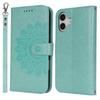 For iPhone 16 Stand Case Textured Leather Wallet Phone Cover with Strap