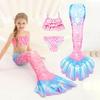 3Pcs Girls Mermaid Tail Swimsuit Children Memaid Swimwear Bikini Bathing Suit Halloween Costume Princess Beach Party Clothing