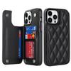 Leather Rhombic Grid Pattern Cover for For IPhone 16 15 14 13 12 Mini 11 Pro Max XR 7 8 Plus Card Slots Holder Purse Phone Case