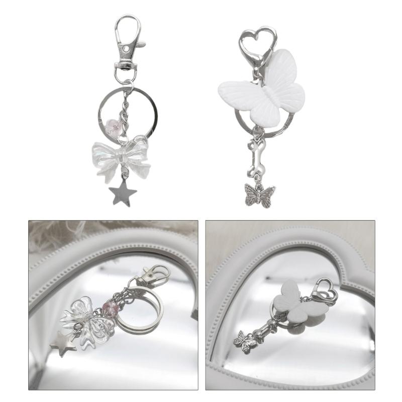 Bowknot Butterfly Charm Keyring Backpack Decoration Handmade Pendant Keyring Fashion Bag Charm Sweet Cool Keychain