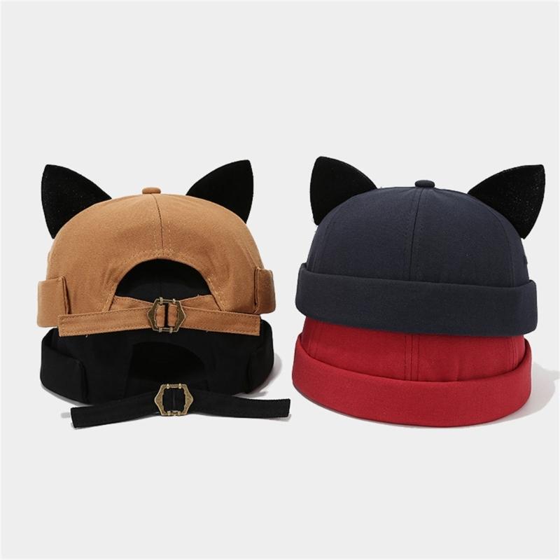 Coole schirmlose Mütze Stand Skullcap Mütze 3D Kätzchenohr für Street Shooting